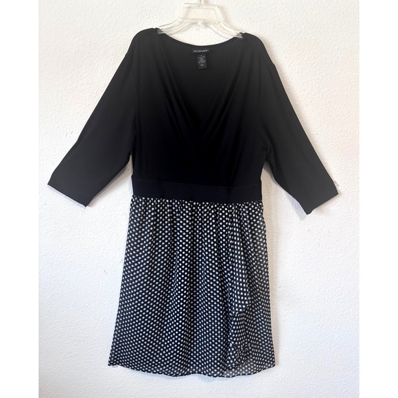 Lane Bryant Dress Size 16 Black‎ White Polka Dot 3/4 Sleeve Career - Picture 1 of 5